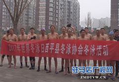 西平县冬泳爱好者以冬泳运动迎接新年
