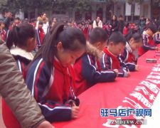 西平县举行禁止燃放烟花爆竹“小手拉大手”签名仪式
