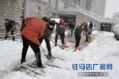 泌阳县法院组织干警开展铲雪清扫活动