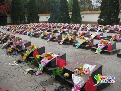 中国老兵关爱组织为李文耀烈士献花扫墓