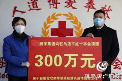 鹏宇投资集团向驻马店市红十字会捐款300万元用于抗击疫情
