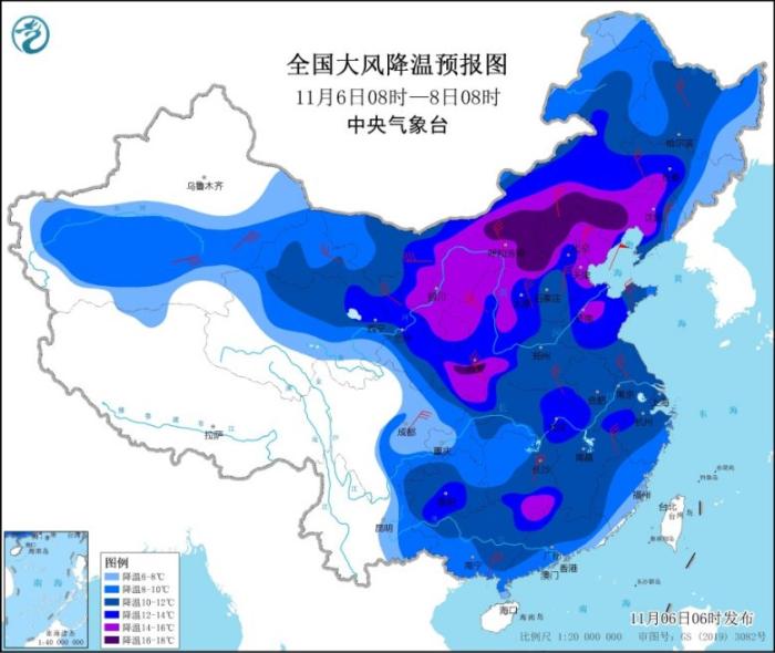寒潮自西北向东南影响我国 华北黄淮等地雾霾天气将减弱消散