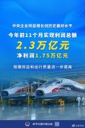 今年前11个月央企实现净利润1.75万亿元