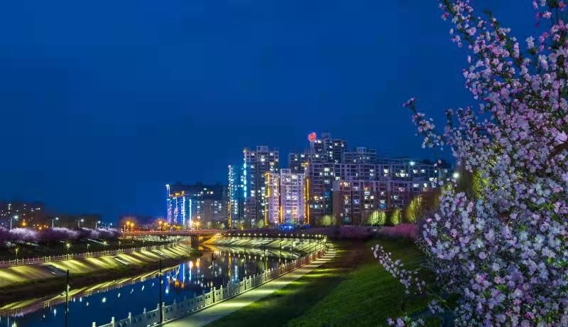 西平：洪河夜景春色秀
