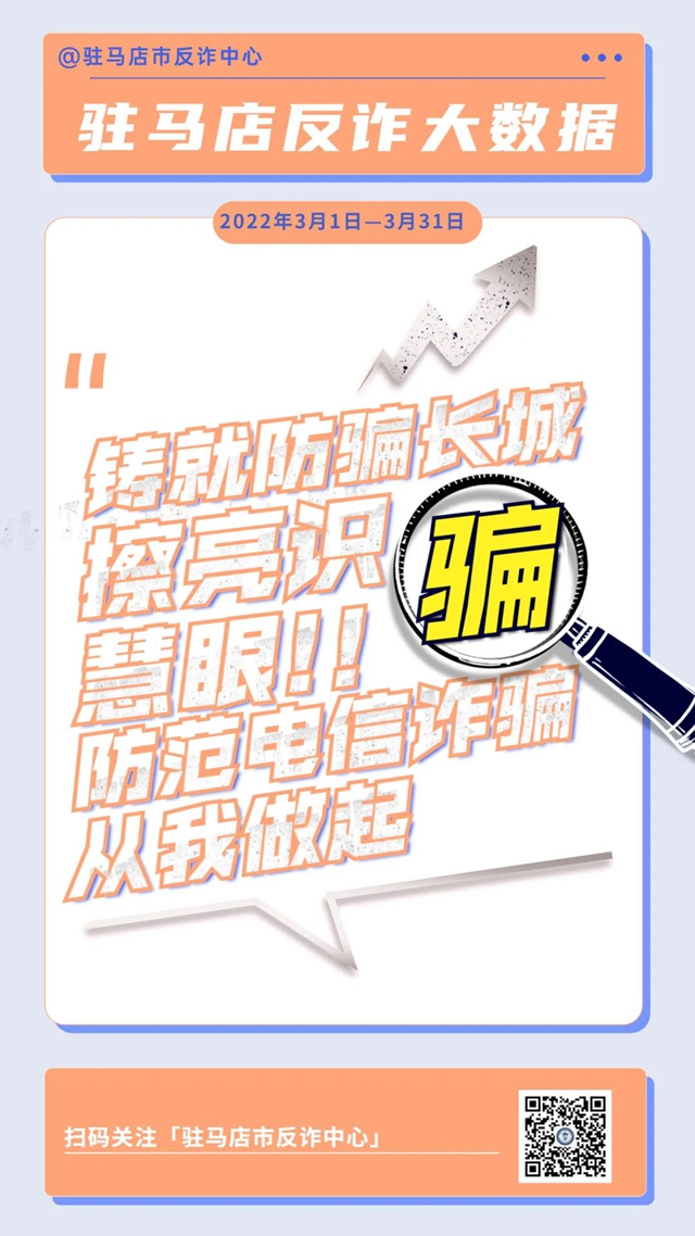 2022年三月份驻马店市反诈大数据新鲜出炉
