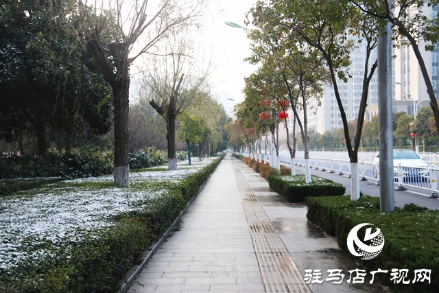 驻马店市区迎来今冬第一场雪