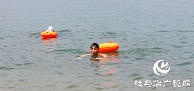 驻马店：水天一色泳友劈波斩浪 蛟龙护卫畅游开心惬意