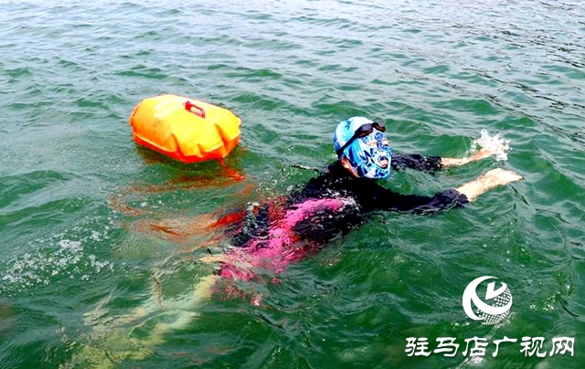 驻马店：水天一色泳友劈波斩浪 蛟龙护卫畅游开心惬意