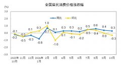 2024年10月全国居民消费价格同比上涨0.3% 专家解读→