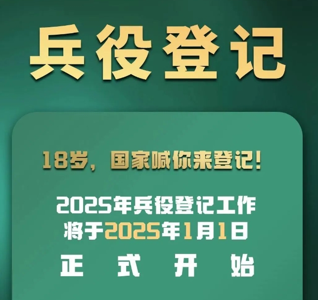 2025年1月1日全面开始！适龄男子都要登记
