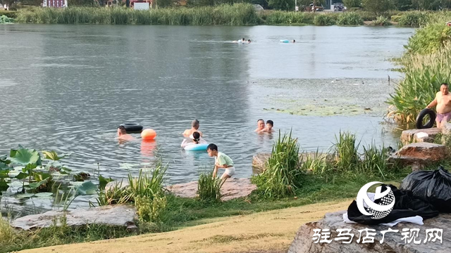 驻马店市青少年宫景观湖屡现违规游泳 安全隐患引担忧