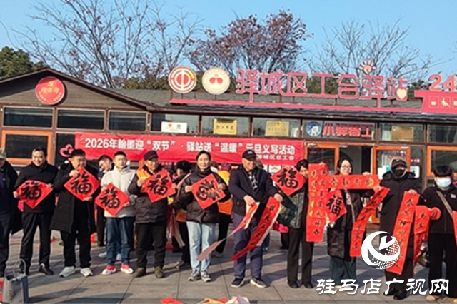 驿城区总工会义写春联温暖春运人