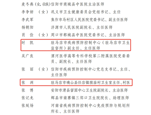 全国先进！驻马店两名个人获得表彰